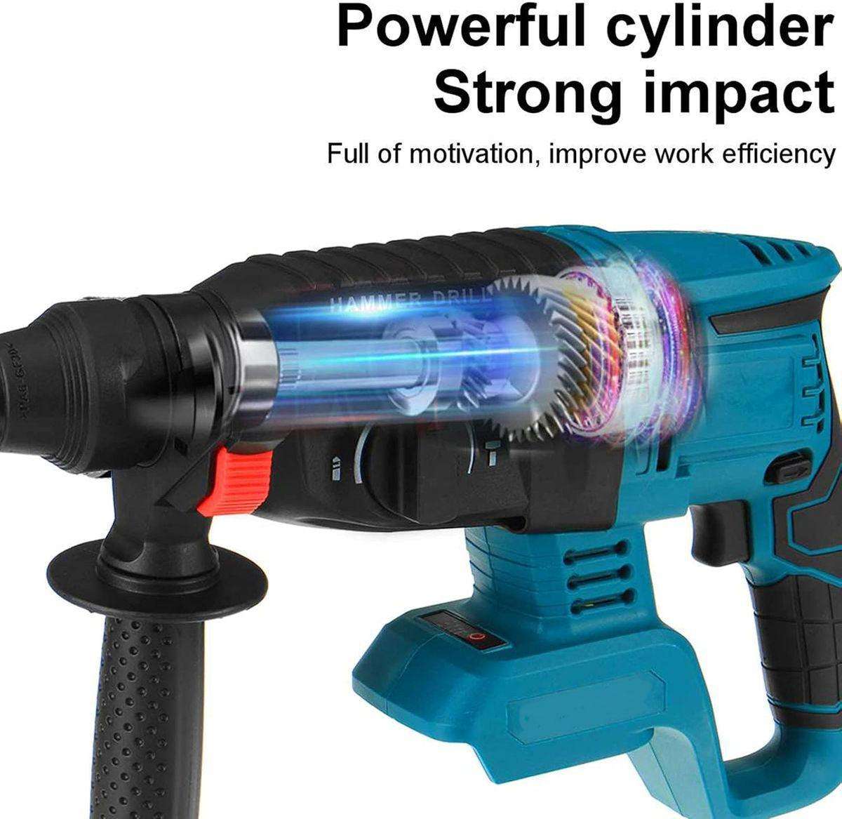 Wireless Handheld Electric Hammer Drill, 2 Lithium Battery Packs & Gloves