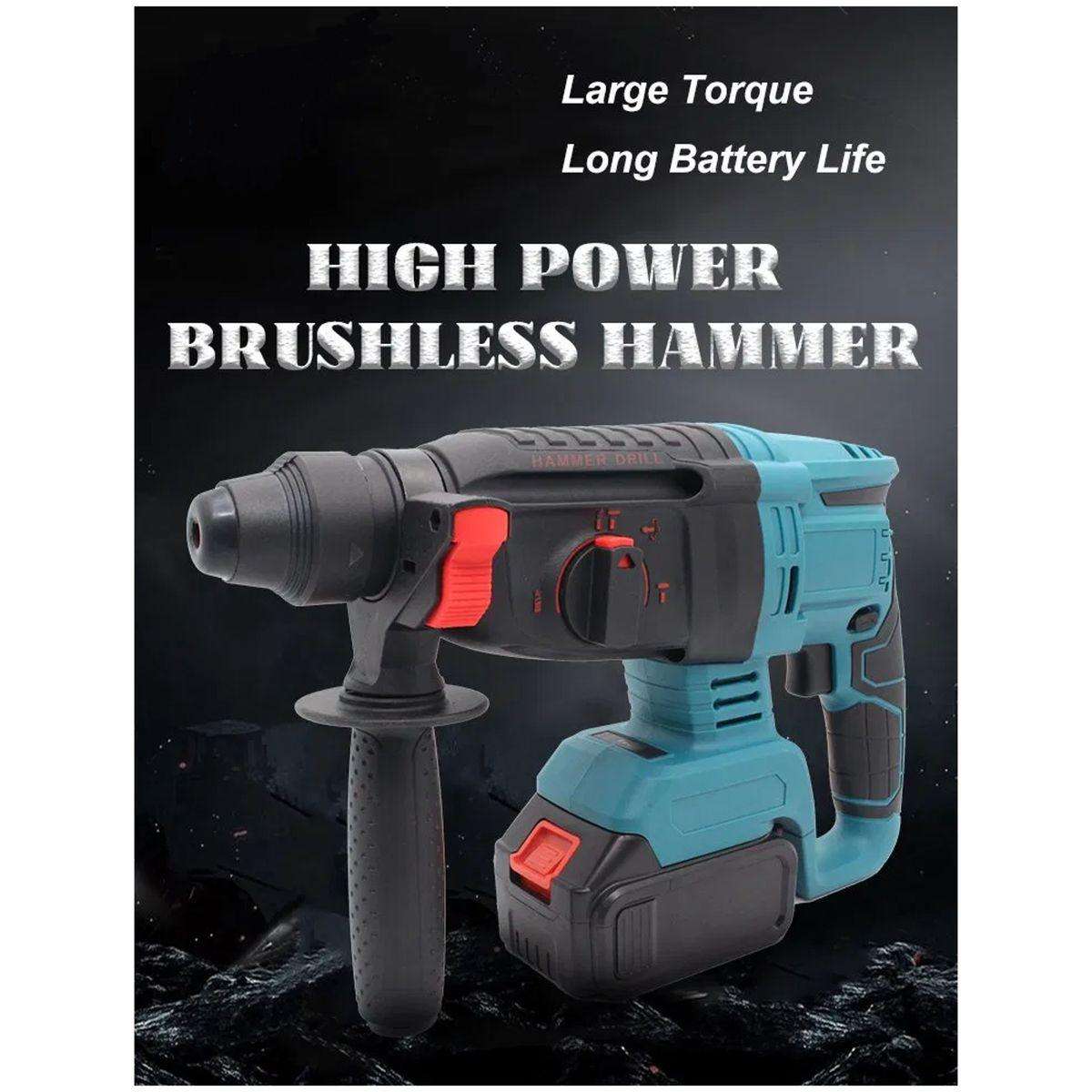Wireless Handheld Electric Hammer Drill, 2 Lithium Battery Packs & Gloves