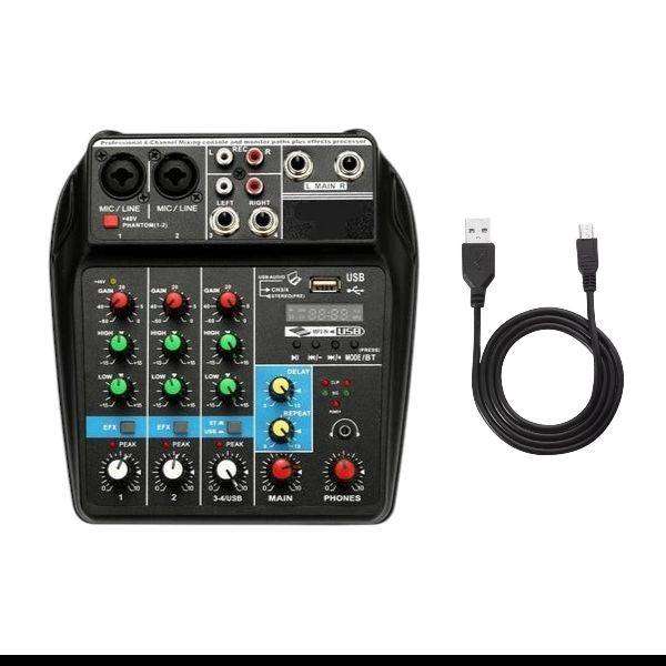 2 X Portable 4 Channel Audio Mixer Sound Mixer Console & USB Cable 1 WORKING & 1 DEFECTIVE