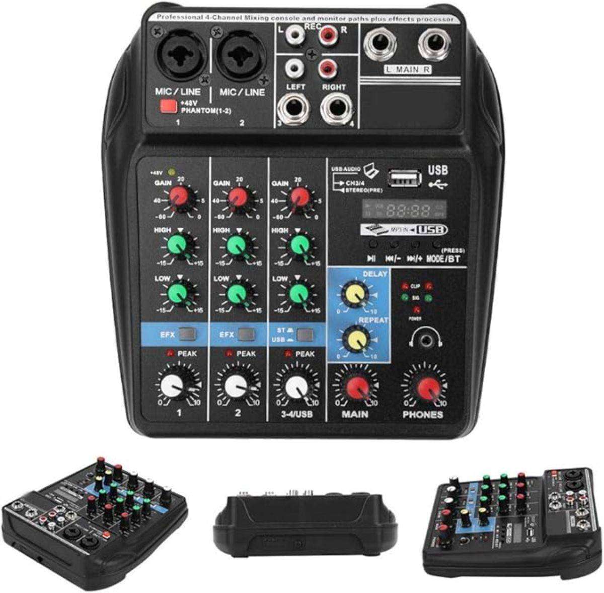 2 X Portable 4 Channel Audio Mixer Sound Mixer Console & USB Cable 1 WORKING & 1 DEFECTIVE