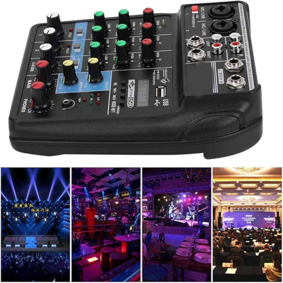 2 X Portable 4 Channel Audio Mixer Sound Mixer Console & USB Cable 1 WORKING & 1 DEFECTIVE
