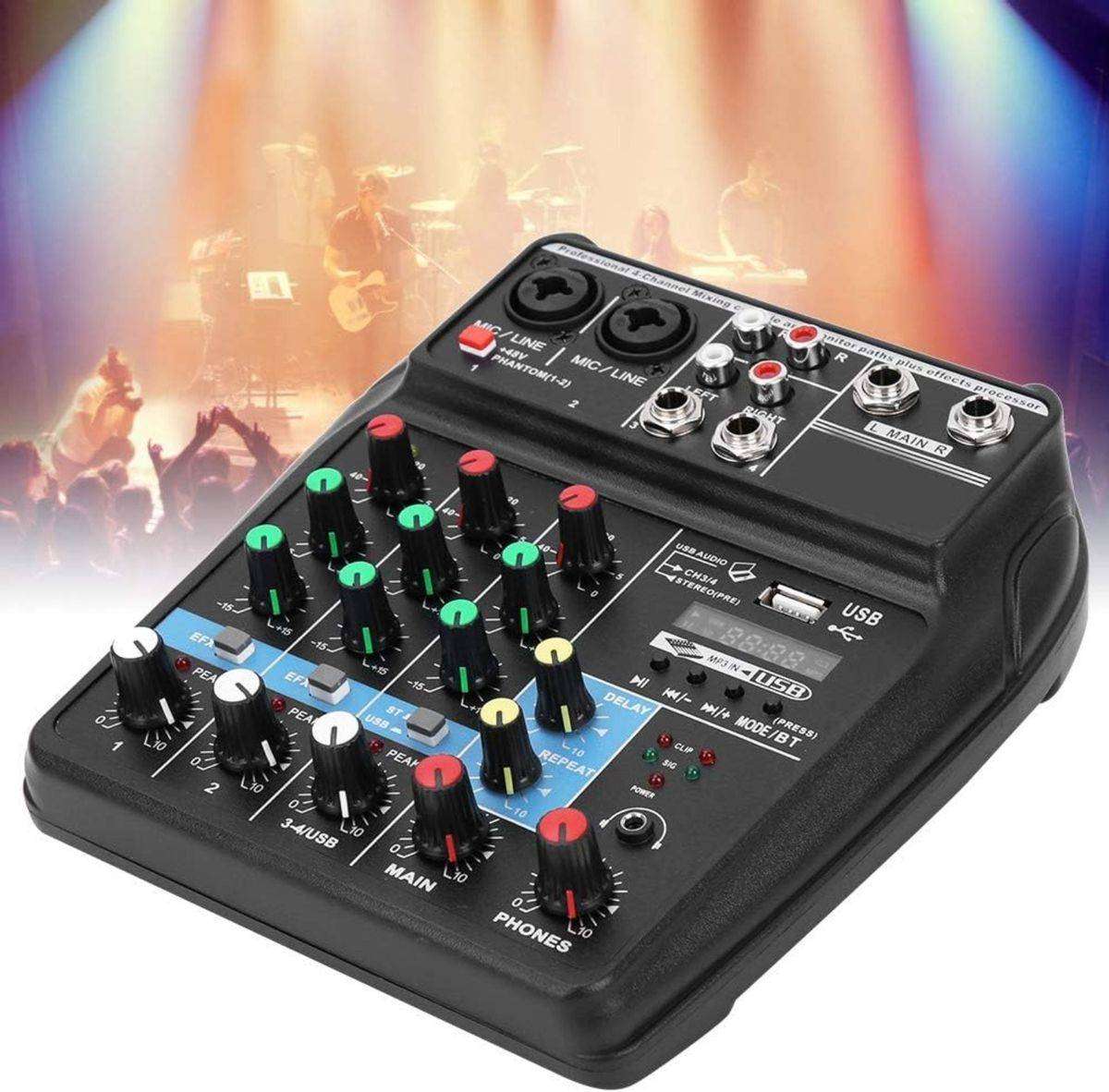 2 X Portable 4 Channel Audio Mixer Sound Mixer Console & USB Cable 1 WORKING & 1 DEFECTIVE