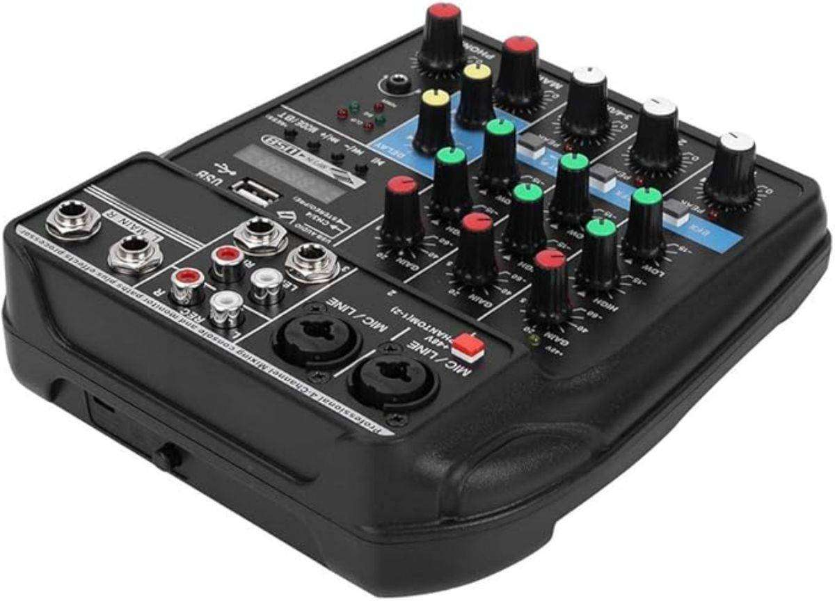 2 X Portable 4 Channel Audio Mixer Sound Mixer Console & USB Cable 1 WORKING & 1 DEFECTIVE