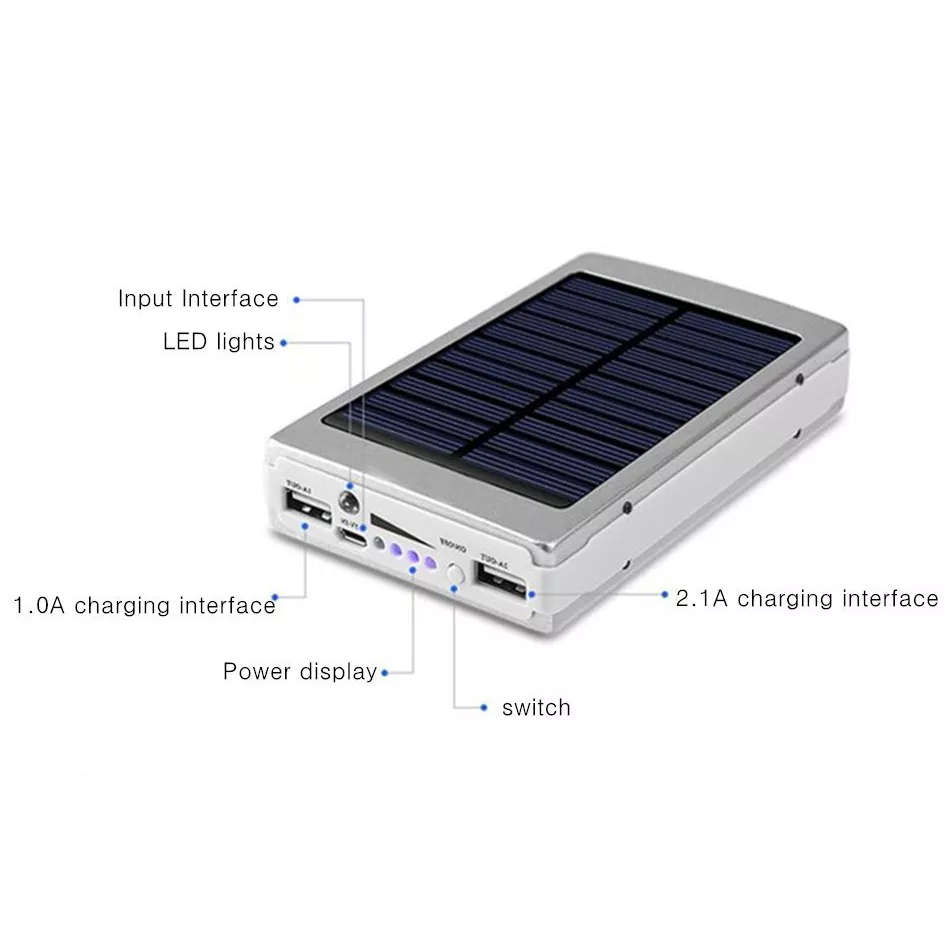 10 000 MAH SOLAR POWER RECHARGABLE POWER BANK