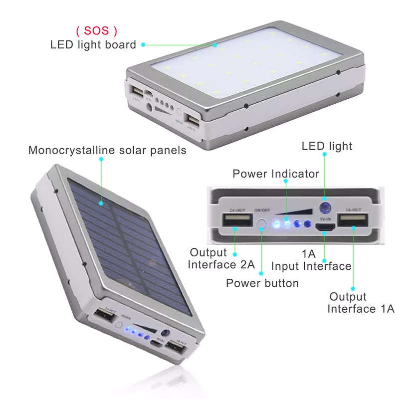 10 000 MAH SOLAR POWER RECHARGABLE POWER BANK