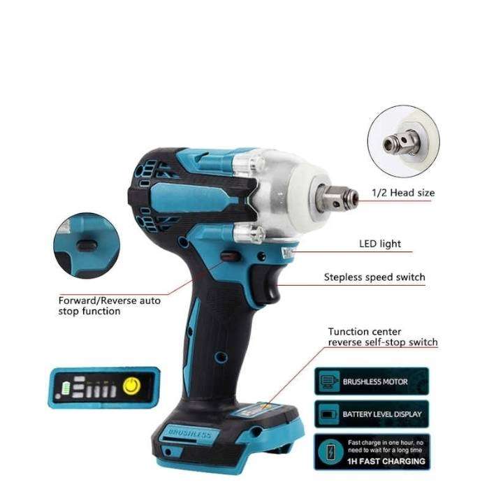 300NM Cordless Impact Wrench, 2 Battery Packs, Charger Carry Case & Gloves