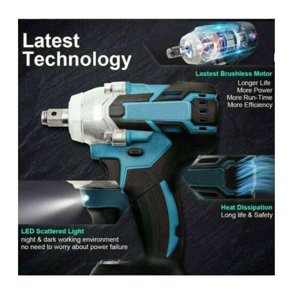 300NM Cordless Impact Wrench, 2 Battery Packs, Charger Carry Case & Gloves