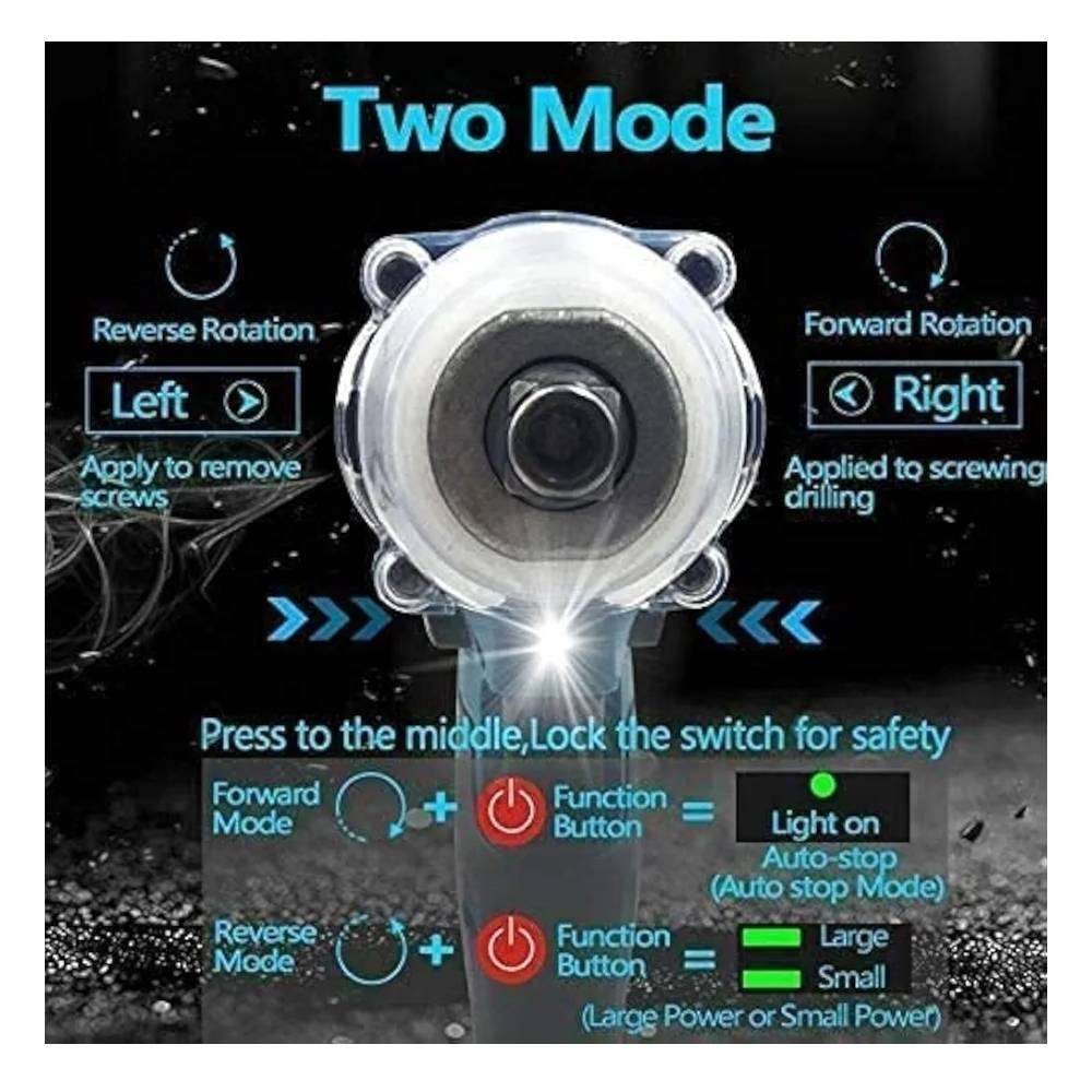 300NM Cordless Impact Wrench, 2 Battery Packs, Charger Carry Case & Gloves