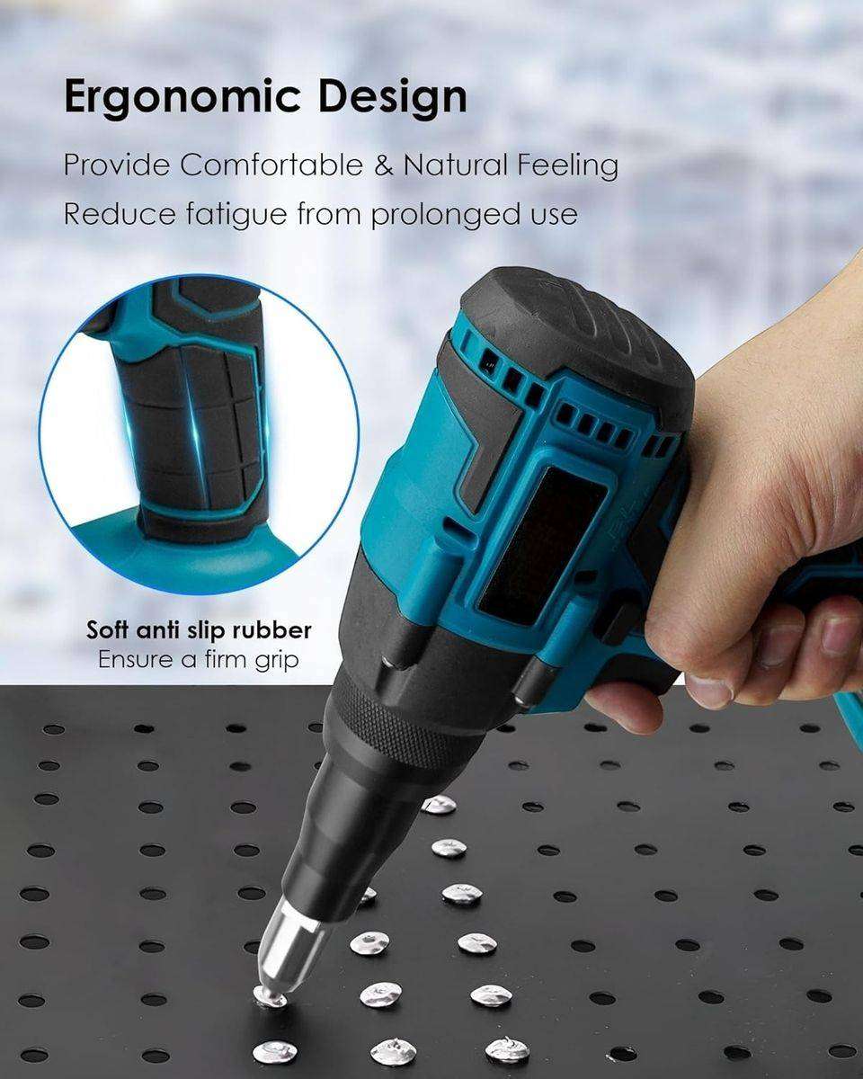 18V Wireless Handheld Rivet Gun, 2 Lithium Rechargeable Batteries & Gloves