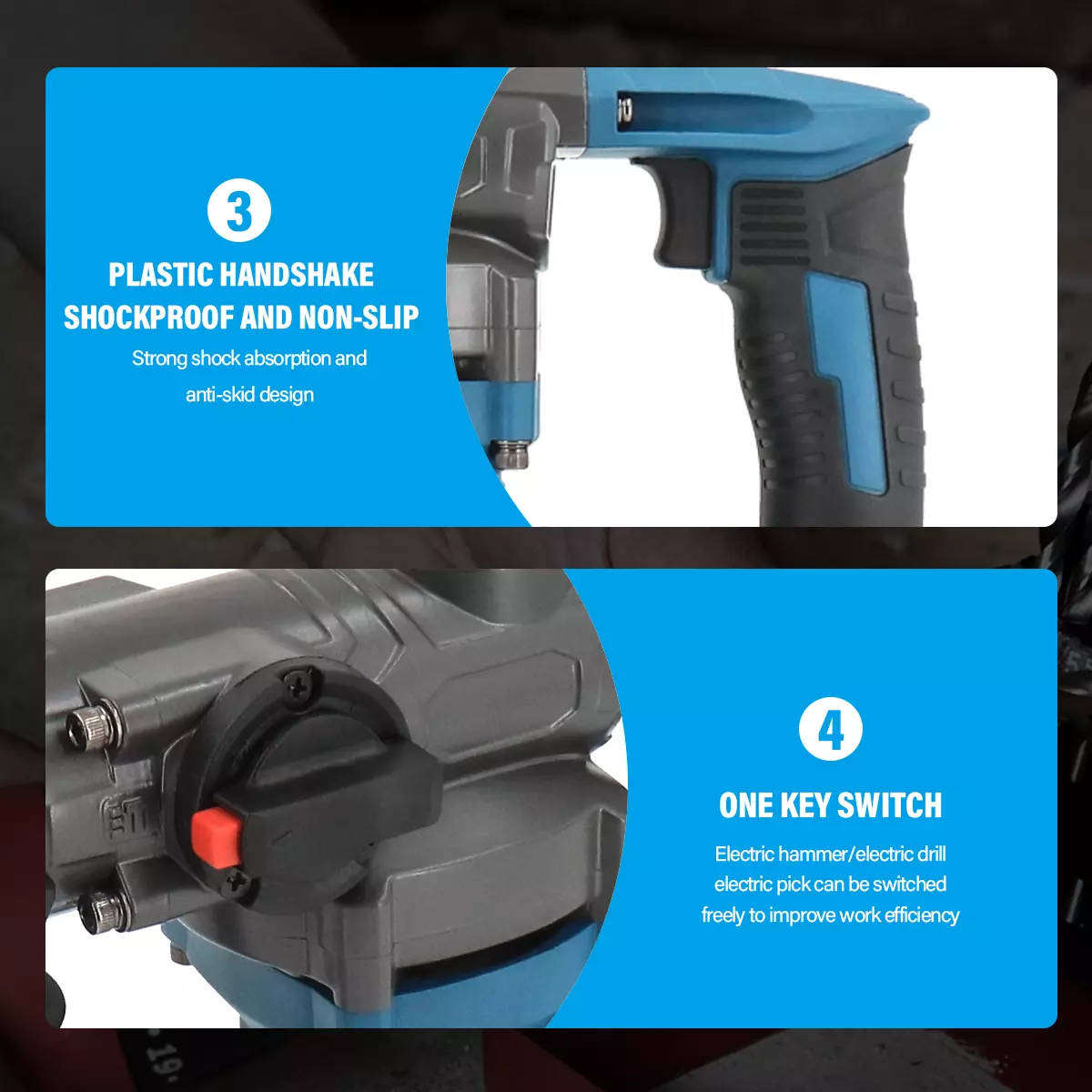 21V Cordless Rotary Hammer Drill - Heavy Duty 850W BL Motor Hammer Drill