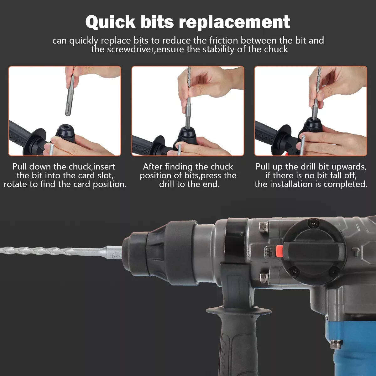 21V Cordless Rotary Hammer Drill - Heavy Duty 850W BL Motor Hammer Drill