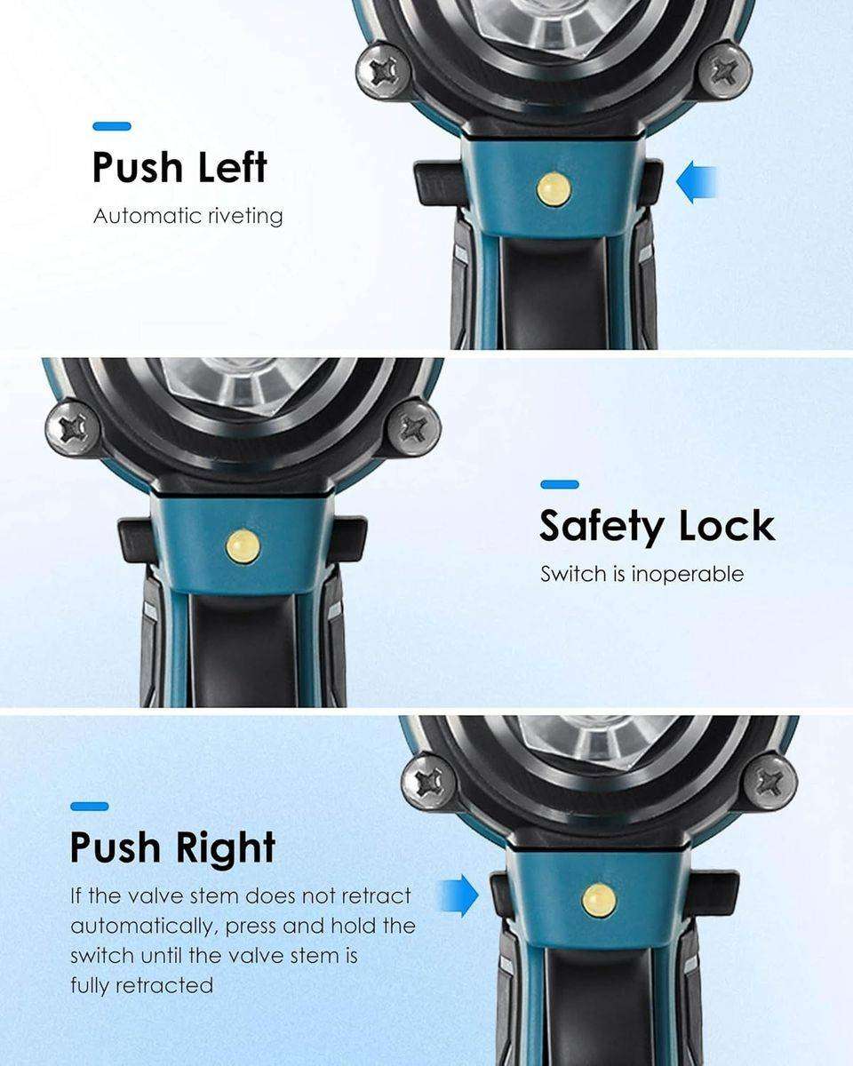 18V Wireless Handheld Rivet Gun, 2 Lithium Rechargeable Batteries & Gloves