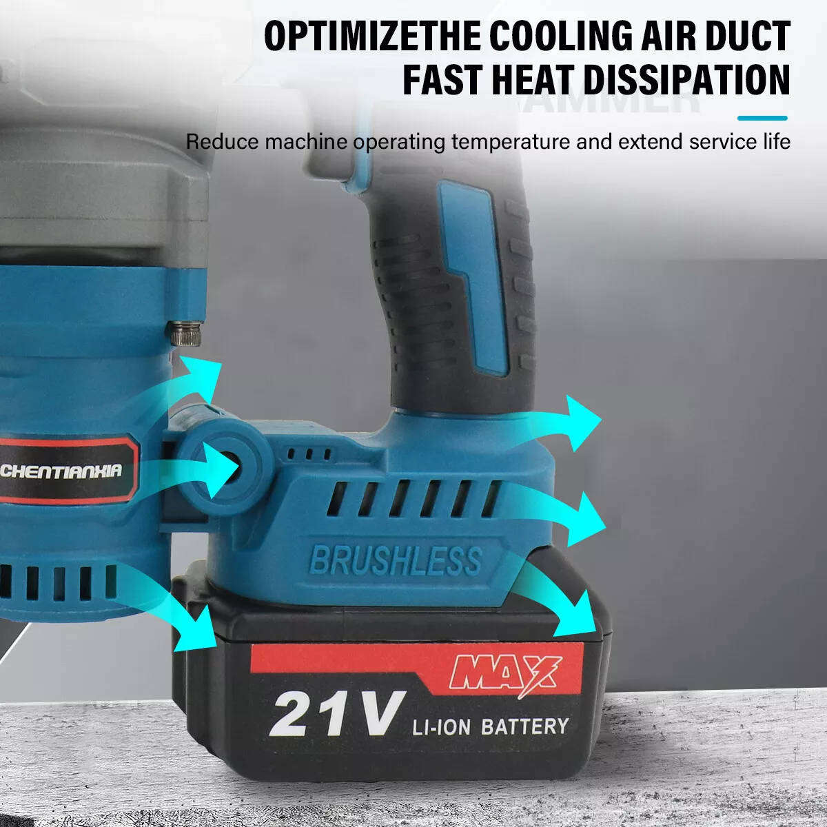 21V Cordless Rotary Hammer Drill - Heavy Duty 850W BL Motor Hammer Drill