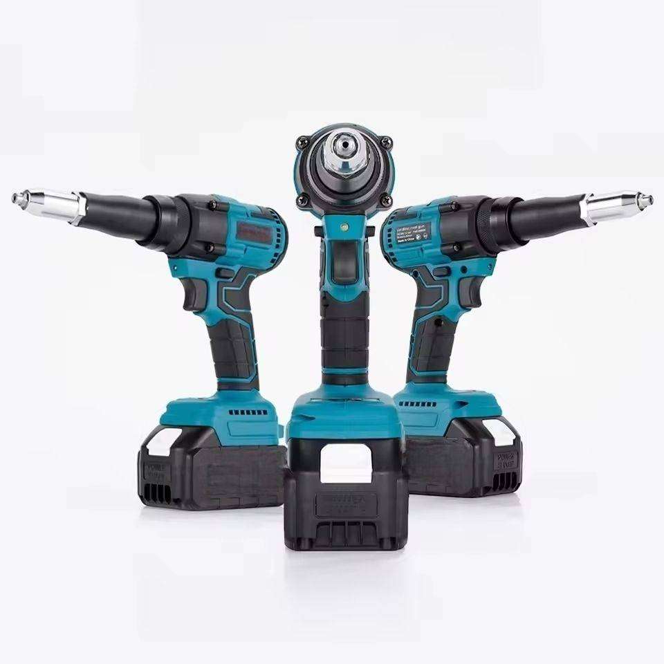 18V Wireless Handheld Rivet Gun, 2 Lithium Rechargeable Batteries & Gloves