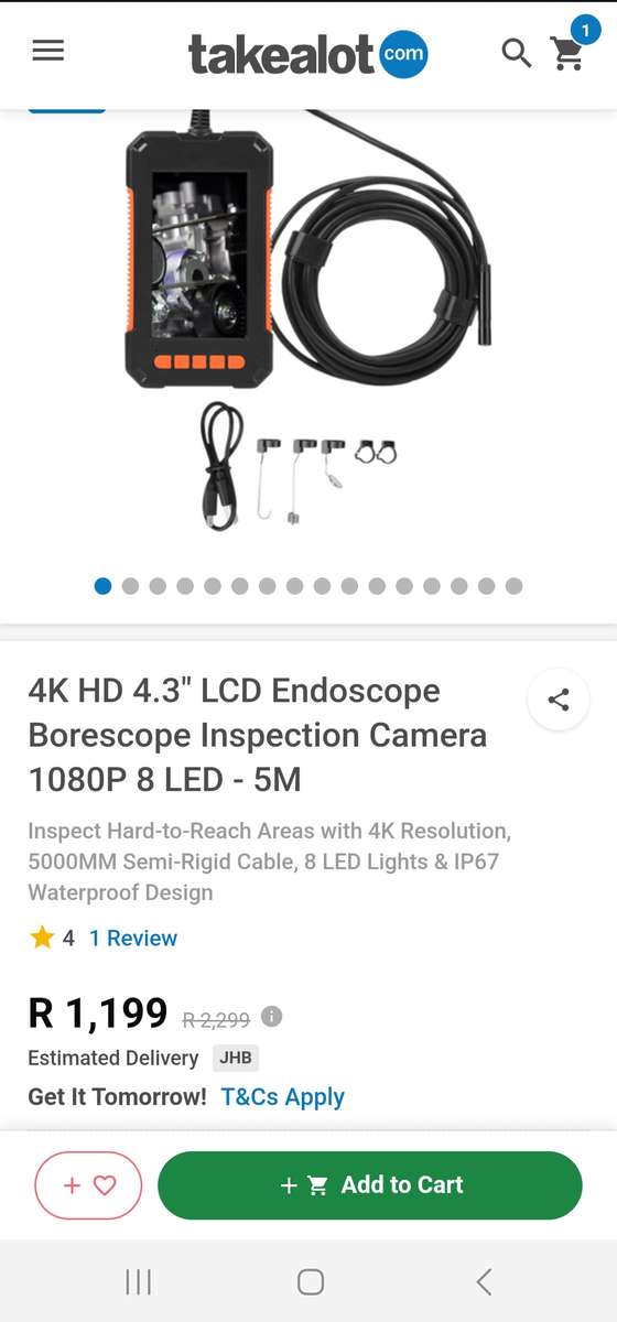 4K HD 4.3" LCD Endoscope Inspection Camera 1080P 8 LED - 5M