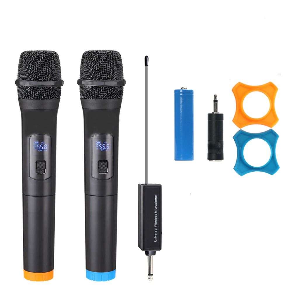 2 Pc Cordless handheld Microphone Set With Rechargeable Receiver & Batteries