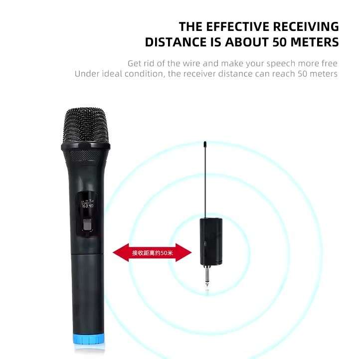 2 Pc Cordless handheld Microphone Set With Rechargeable Receiver & Batteries