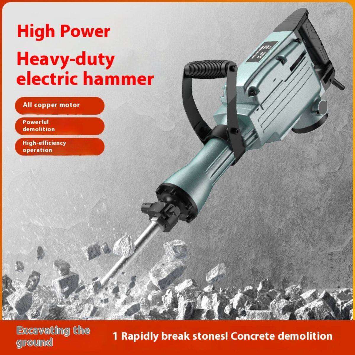 2100W Demolition Jack Hammer Concrete Breaker, Gloves, Bits & Case - Blue