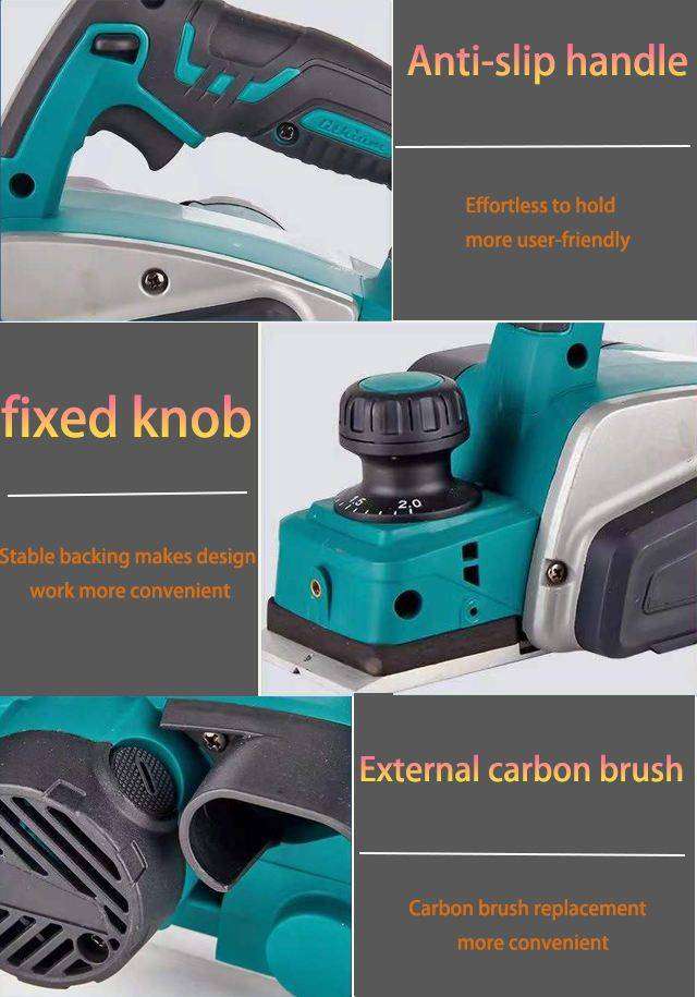 14500 RPM Handheld Electric Wood Planer, 2 Lithium Battery Packs & Gloves