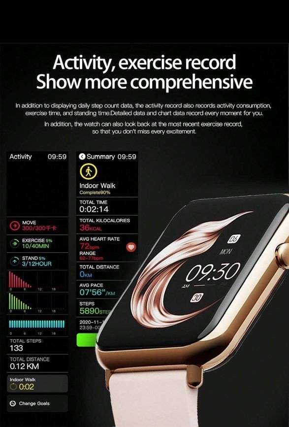 Smart Watch For Apple iOS and Android Phones Fitness Tracker - Q19