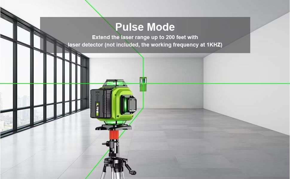 16 Line Laser Level Self Leveling 4D Green Cross Measuring Tool & Gloves