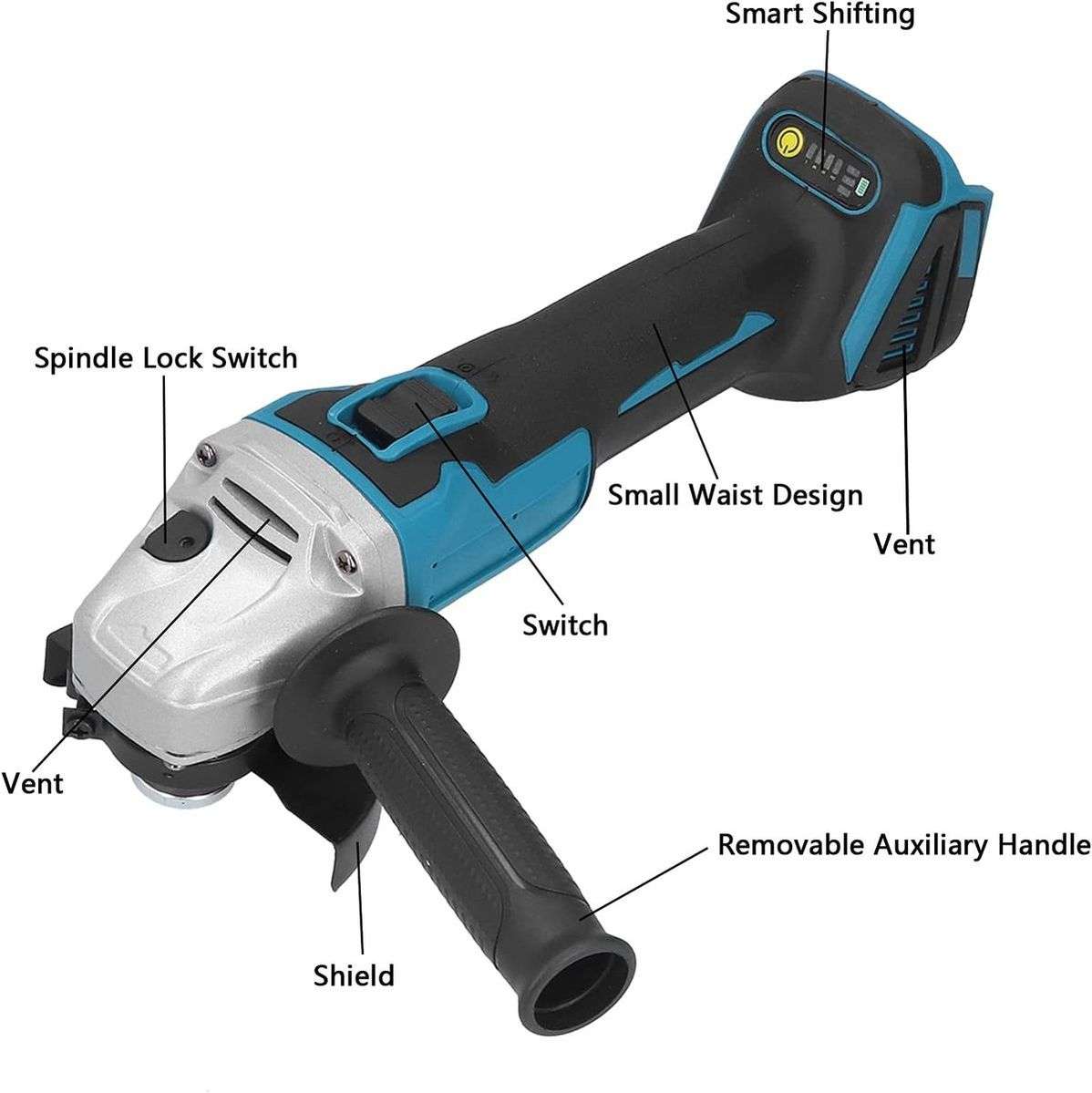 36V Cordless Electric Angle Grinder With 1 Rechargeable Battery Pack, Carry Cases & Gloves