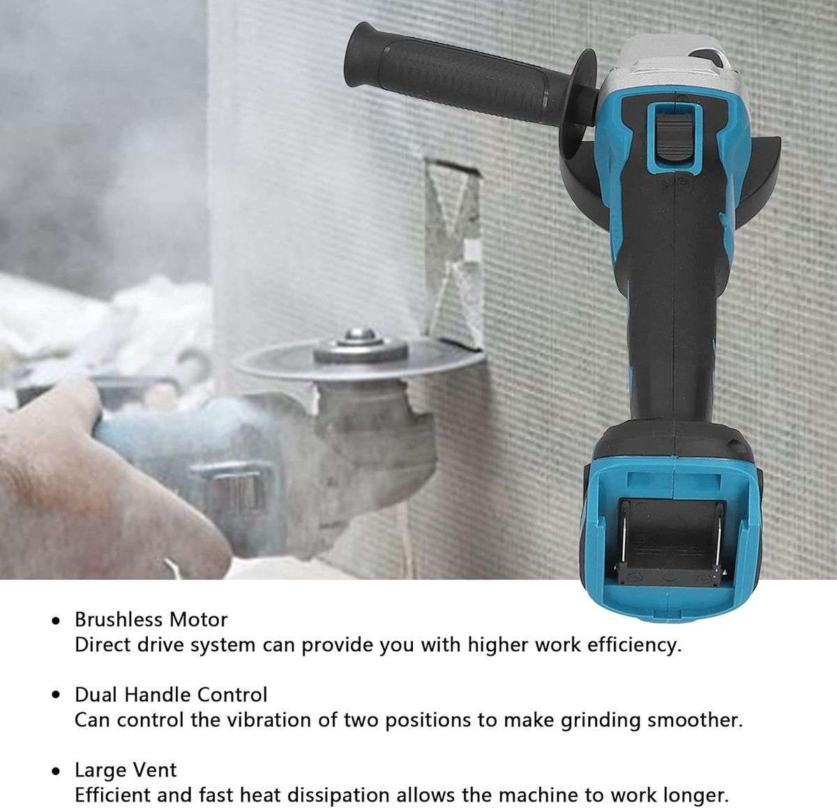 36V Cordless Electric Angle Grinder With 1 Rechargeable Battery Pack, Carry Cases & Gloves