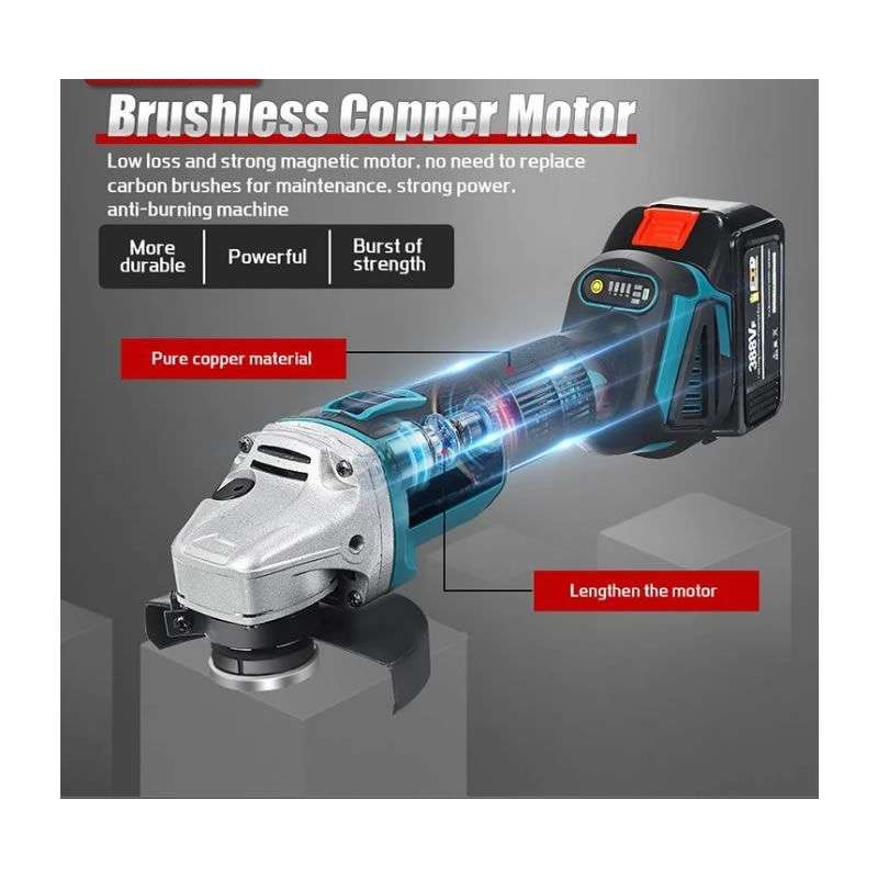 36V Cordless Electric Angle Grinder With 1 Rechargeable Battery Pack, Carry Cases & Gloves
