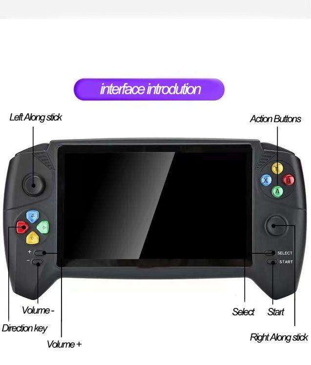 7 Inch Handheld Portable Game Console With 17224 Built In Retro Games