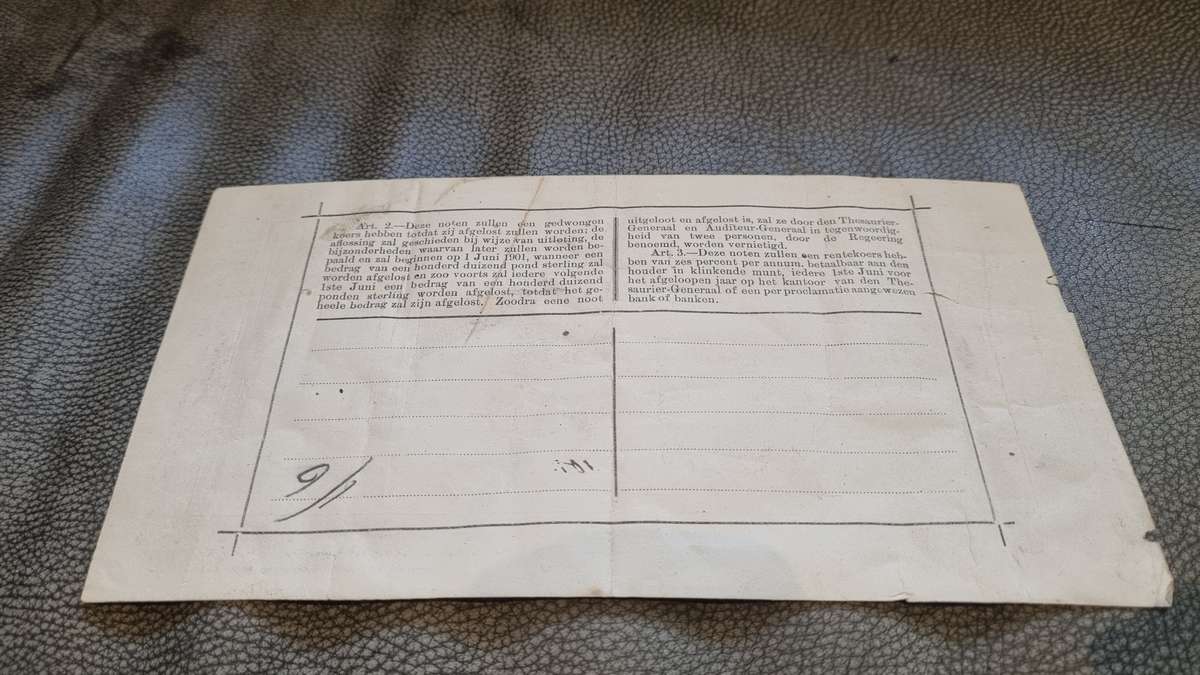 Pietersburg Gouvernements Noot Een Pond. Hand signed twice. Original.