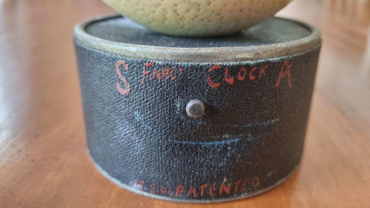 Ostrich Shell Clock. For repair or parts. Genuine German Manufacture.