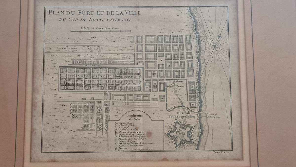 Map Plan of Cape Town, 1760. Original Engraving by Jacques-Nicolas Bellin (1703-1772)