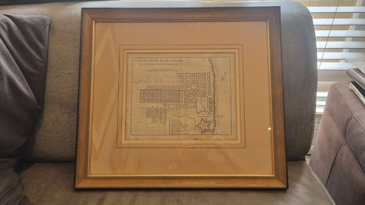 Map Plan of Cape Town, 1760. Original Engraving by Jacques-Nicolas Bellin (1703-1772)