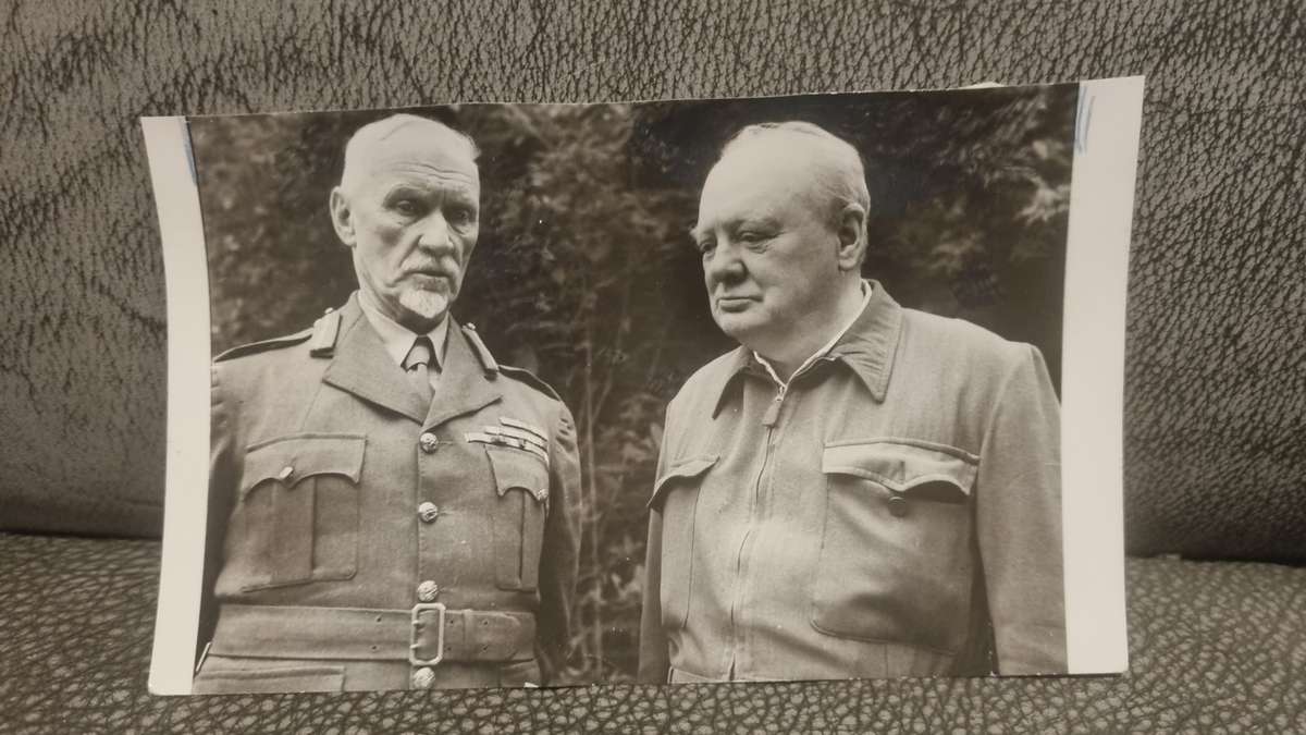Original press photograph of Winston Churchill and Jan Smuts taken during World War 2