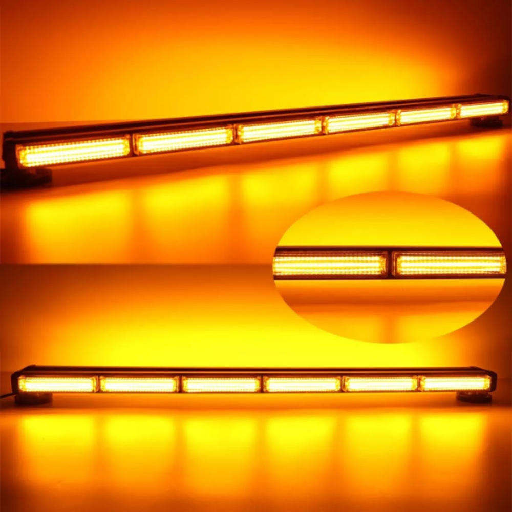 90CM 12-COB MAGNET ROOF STROBE WARNING LIGHT BAR Amber