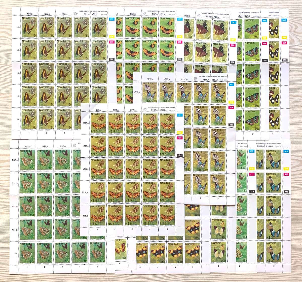 Namibia Butterflies set original printing full set of full sheets 13 - Great condition