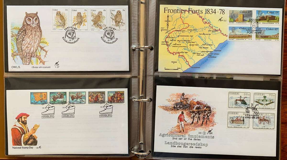 Ciskei nice collection - silks, sheetlets, last issues controls sets & covers in binder+slipcase