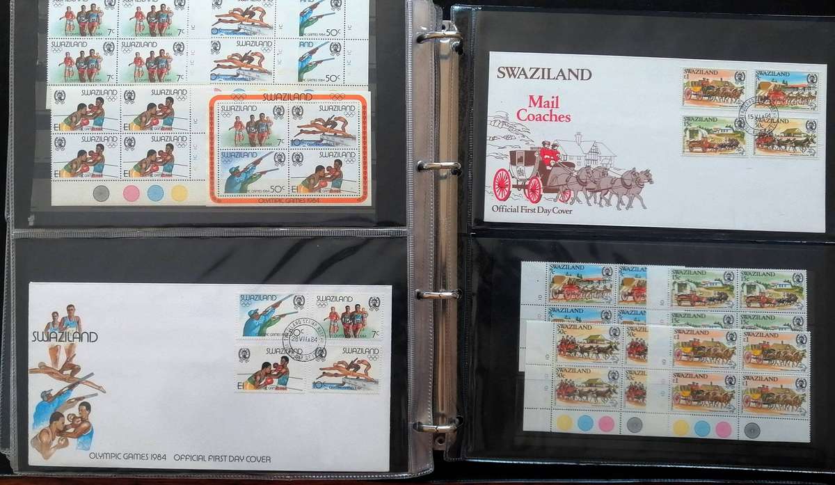 Swaziland 1980s Covers & Matching controls 50+ items in Binder album - see images