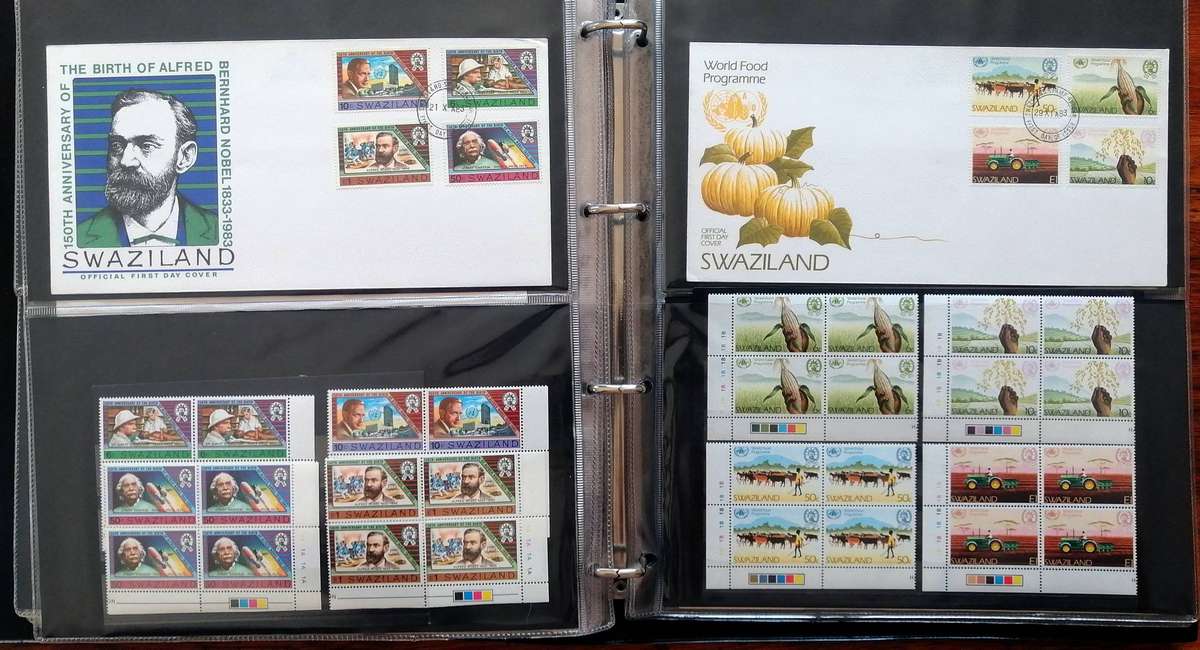 Swaziland 1980s Covers & Matching controls 50+ items in Binder album - see images