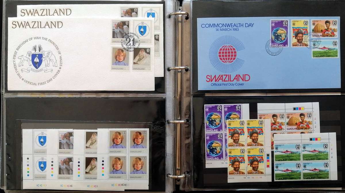 Swaziland 1980s Covers & Matching controls 50+ items in Binder album - see images