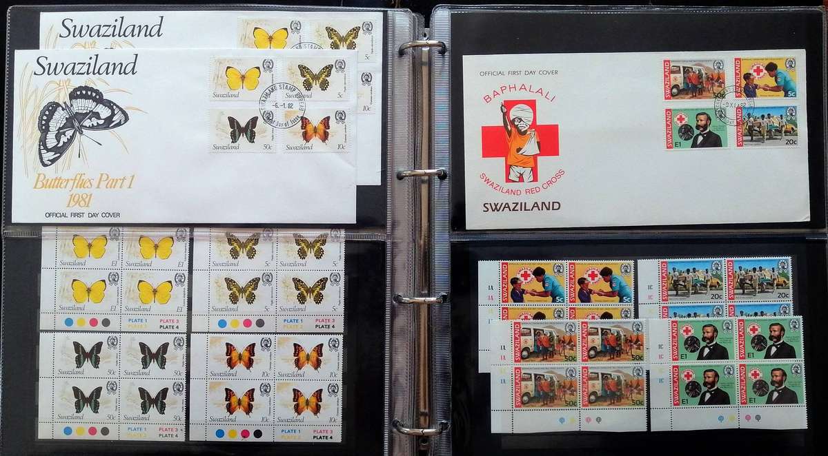 Swaziland 1980s Covers & Matching controls 50+ items in Binder album - see images