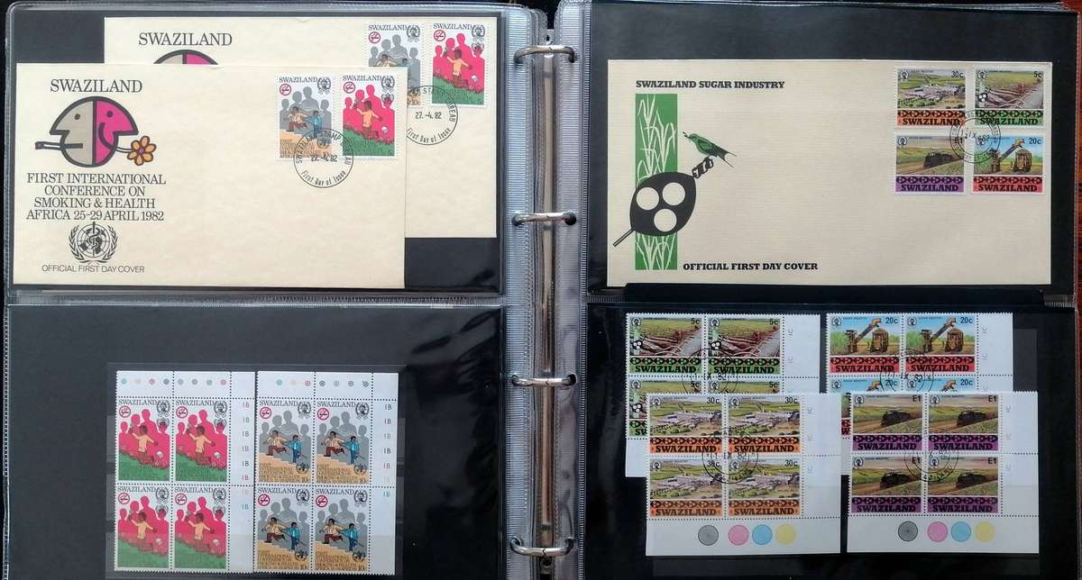 Swaziland 1980s Covers & Matching controls 50+ items in Binder album - see images