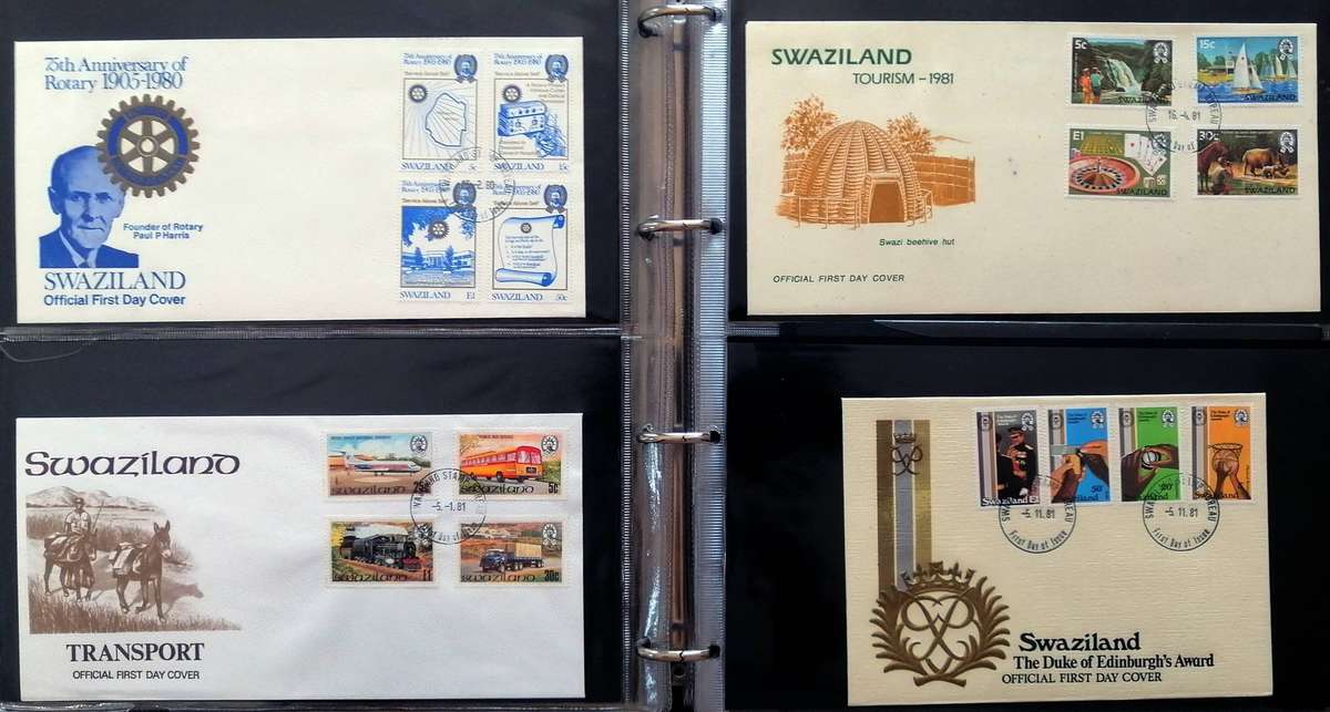 Swaziland 1980s Covers & Matching controls 50+ items in Binder album - see images