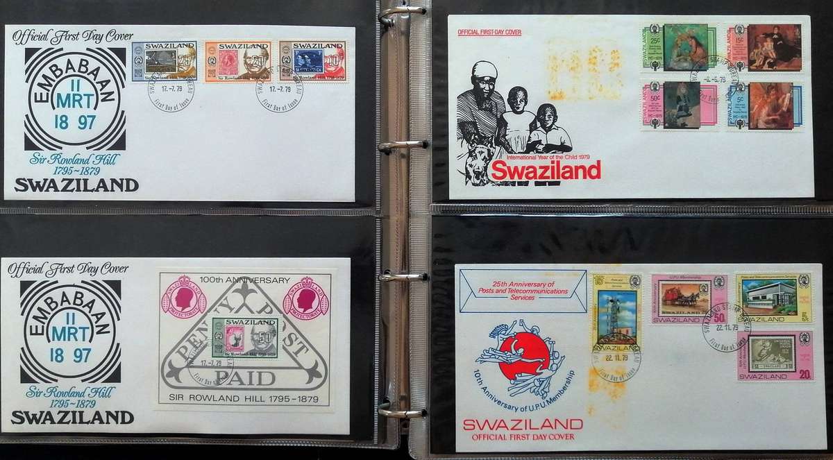 Swaziland 1980s Covers & Matching controls 50+ items in Binder album - see images