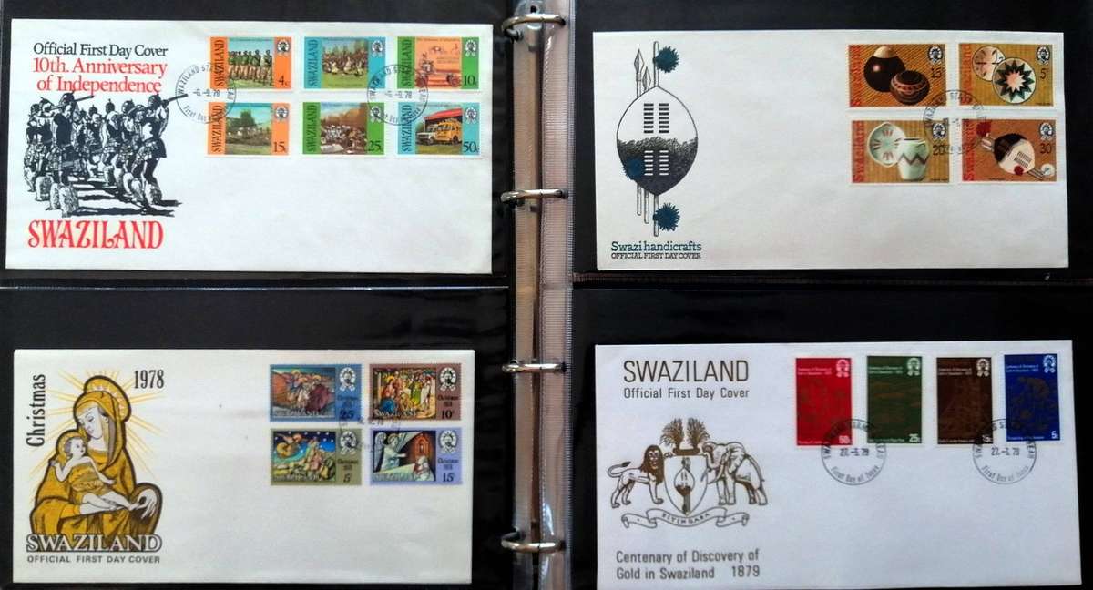 Swaziland 1980s Covers & Matching controls 50+ items in Binder album - see images