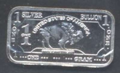 USA Buffalo Bar 1 Gram (.999 g) Fine silver bar