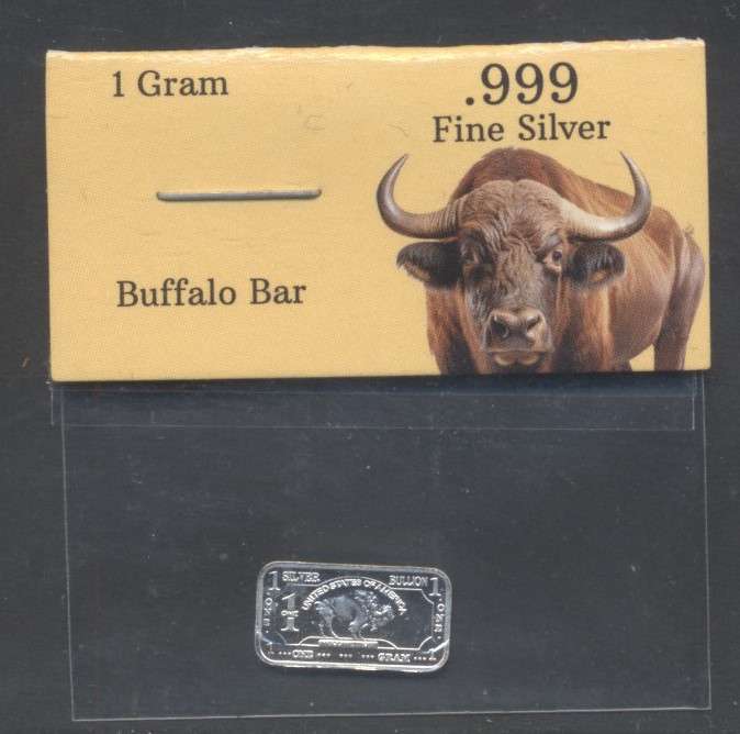 USA Buffalo Bar 1 Gram (.999 g) Fine silver bar