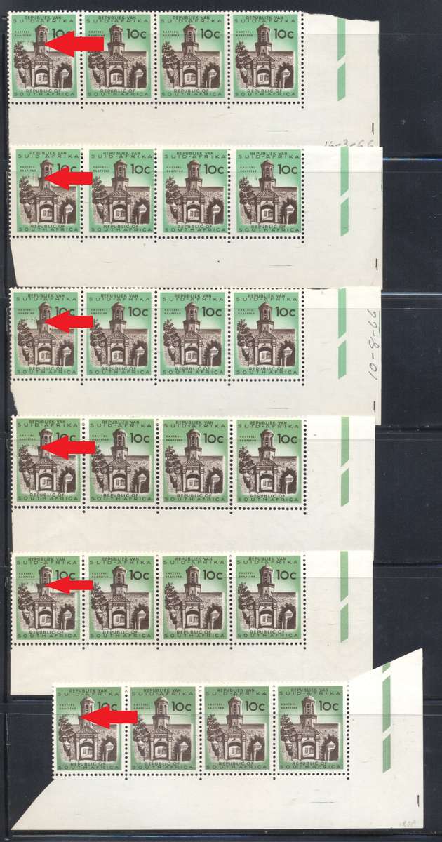 RSA SG233b 10c Strips Showing `Falling Leaves` on each (6) - superb MNH
