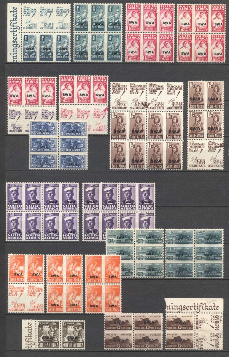 S.W.A. 1943 Small War effort Mostly Unmounted blocks & Shades - Lovely ! CV R 2900+