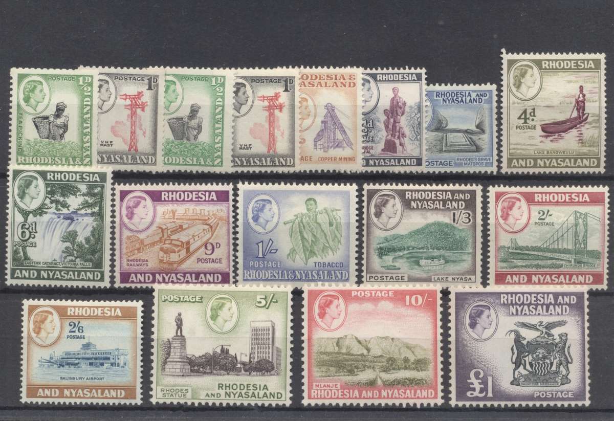1959 Rhodesia & Nyasaland QEII MM(*) Set & Both Coils - CV R2,800+